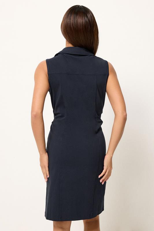 PixieGirl Petite Women's Navy Blue Ruched Shirt Mini Dress | PixieGirl 2