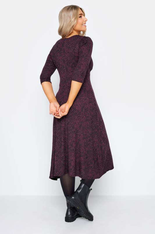 M&Co Petite Berry Purple Animal Print Midi Dress | M&Co 3