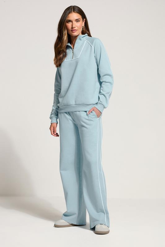 LTS Tall Women's Light Blue Piped Wide Leg Joggers | Long Tall Sally 1