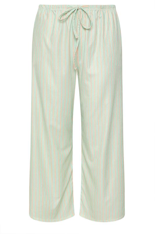 LIMITED COLLECTION Plus Size Mint Green & Pink Stripe Wide Leg Trousers | Yours Clothing 5