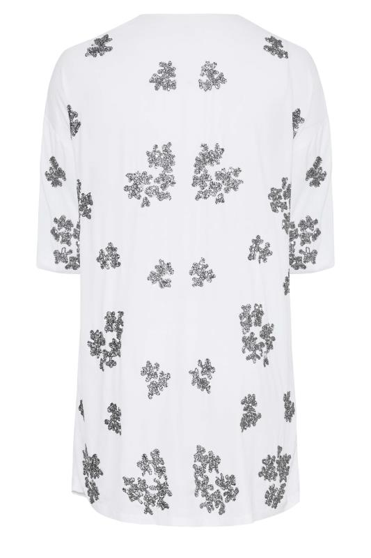 LUXE Plus Size White Hand Embellished Kimono | Yours Clothing 7