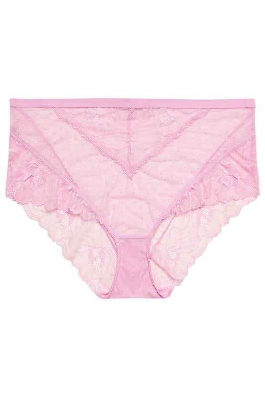 YOURS Plus Size Pink Floral Lace Brazilian Briefs | Yours Clothing 5