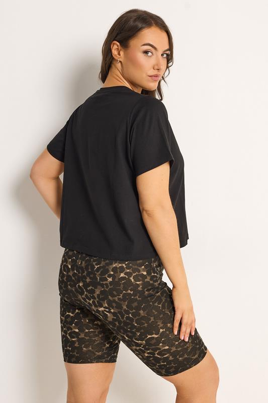 YOURSET 2 PACK Plus Size Black Leopard Stretch Cycling Shorts | Yours Clothing 7