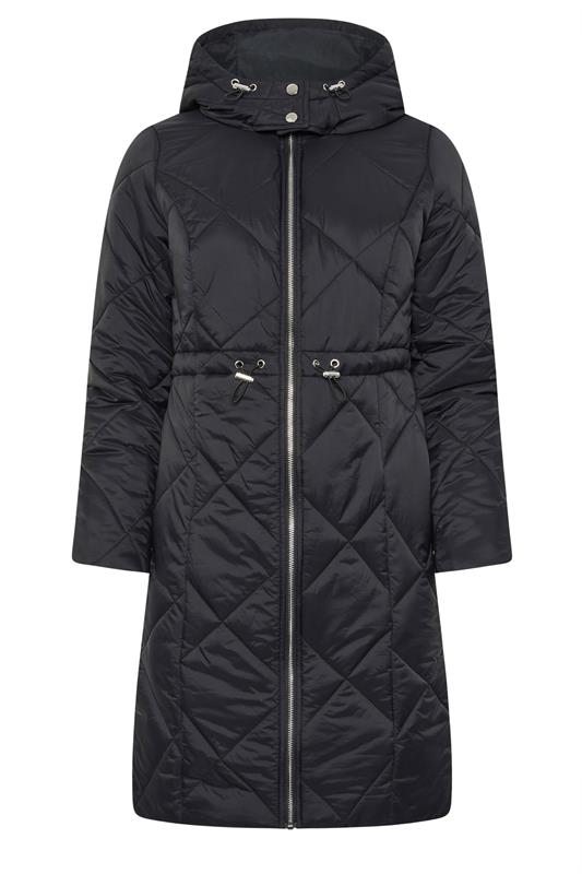 M&Co Petite Black Diamond Quilted Midi Coat | M&Co 5