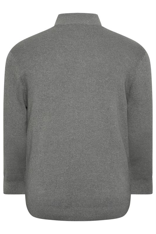 BadRhino Big & Tall Grey Milano Quarter Zip Knitted Jumper | BadRhino 4