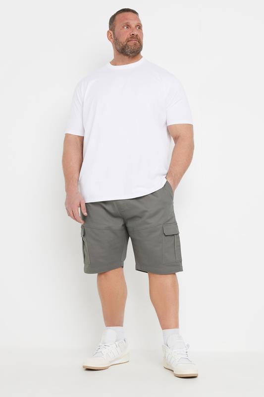 BadRhino Big & Tall Charcoal Grey Elasticated Waist Stretch Cargo Shorts | BadRhino 1