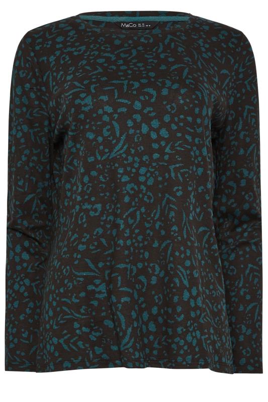 M&Co Green Teal Animal Print Long Sleeve Cotton Top | M&Co 6
