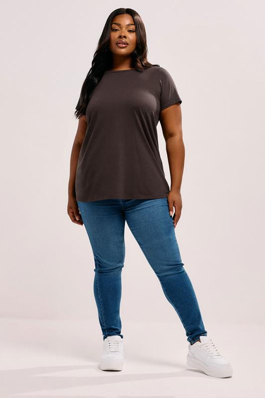 YOURS Plus Size 3 PACK Chocolate Brown Core T-Shirt Essentials Set | Yours Clothing 2