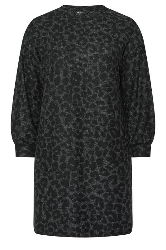 YOURS Plus Size Grey Leopard Soft Touch Jumper Dress | Yours Clothing 5