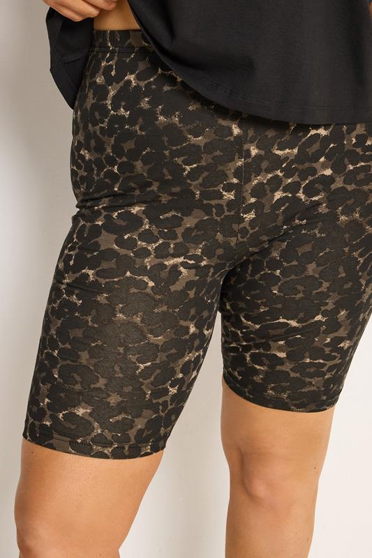 YOURSET 2 PACK Plus Size Black Leopard Stretch Cycling Shorts | Yours Clothing 8