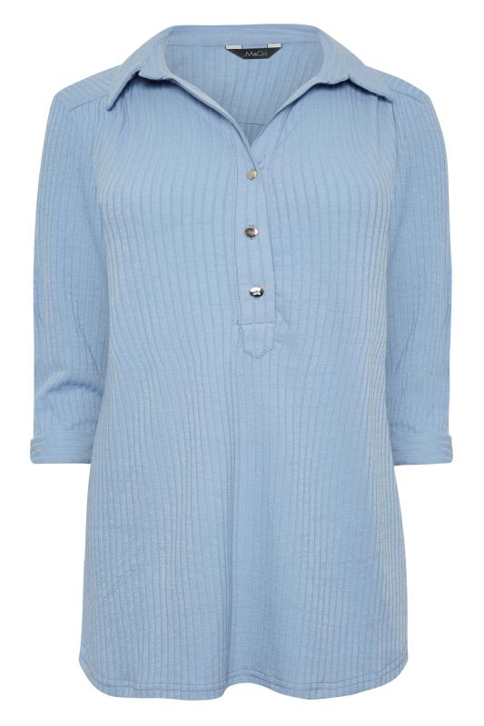 M&Co Blue Ribbed V-Neck Shirt | M&Co 6