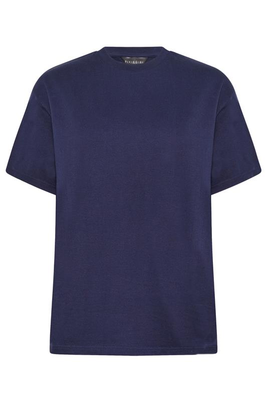 PixieGirl Petite Women's 2 PACK Chocolate Brown & Navy Blue Cotton Oversized T-Shirts | PixieGirl 8