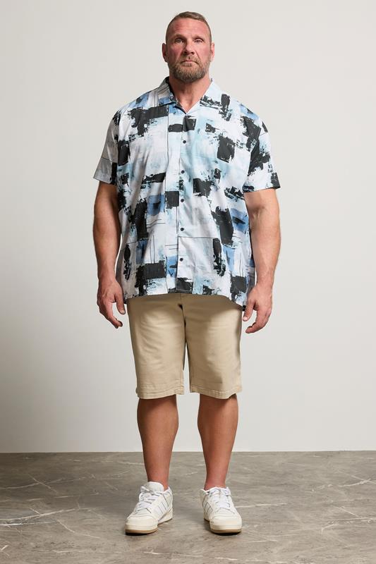 BadRhino Big & Tall Black & Blue Distressed Peached Short Sleeve Shirt | BadRhino 1