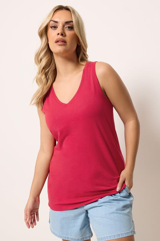 YOURS Plus Size Red V-Neck Core Vest Top | Yours Clothing 1