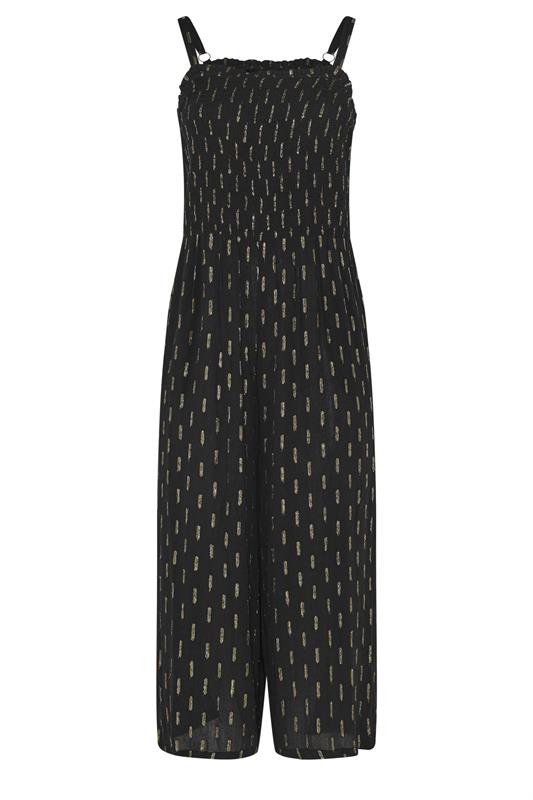 YOURS Plus Size Black Crinkle Metallic Wide Leg Jumpsuit | Yours Clothing 6