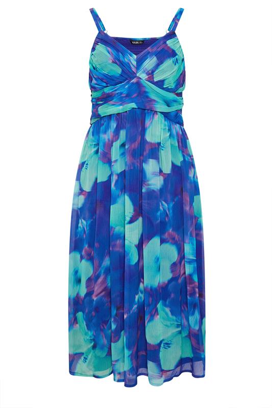 YOURS Plus Size Blue Floral Chiffon Maxi Dress | Yours Clothing 6