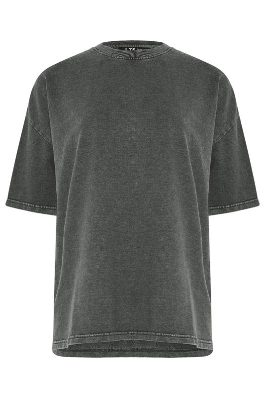 LTS Tall Grey Acid Wash Short Sleeve Sweat T-Shirt | Long Tall Sally 5