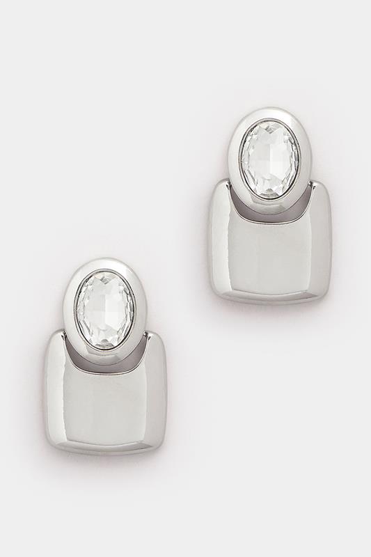 Silver Tone Diamante Drop Statement Earrings | Yours Clothing 1