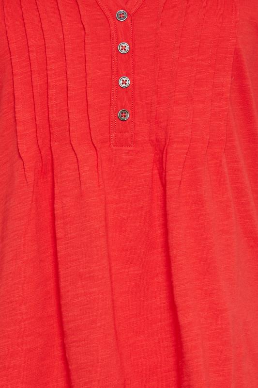 M&Co Petite Bright Red Cotton Henley Top | M&Co 5