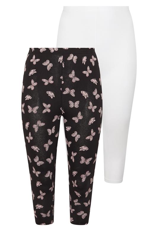 YOURSET 2 PACK Plus Size Black Butterfly Print Cropped Leggings | Yours Clothing 7