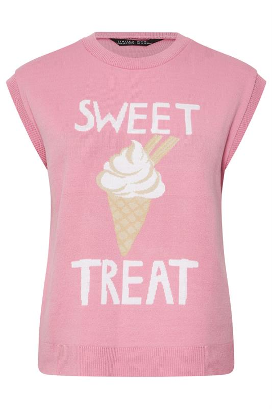 LIMITED COLLECTION Plus Size Pink Ice Cream Knitted Vest Top | Yours Clothing 5