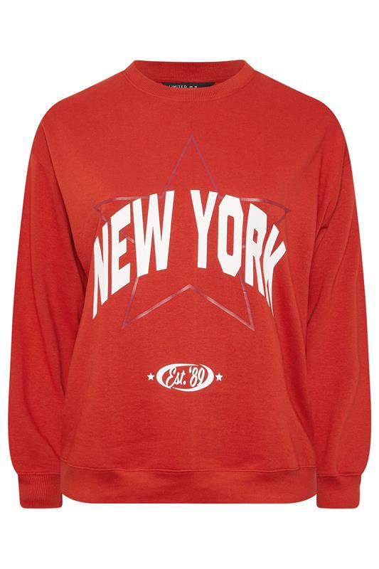 LIMITED COLLECTION Plus Size Red 'New York' Slogan Sweatshirt | Yours Clothing 5