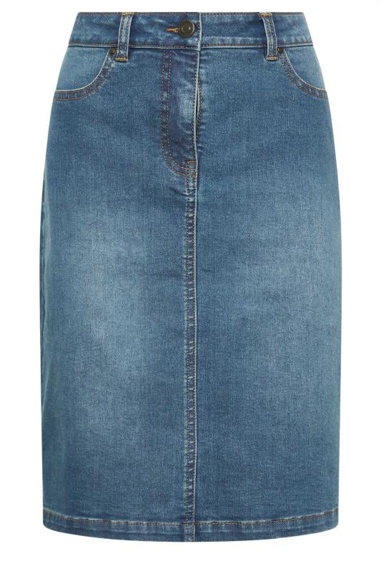 Women's  M&Co Blue Mid-Wash Denim Midi Skirt