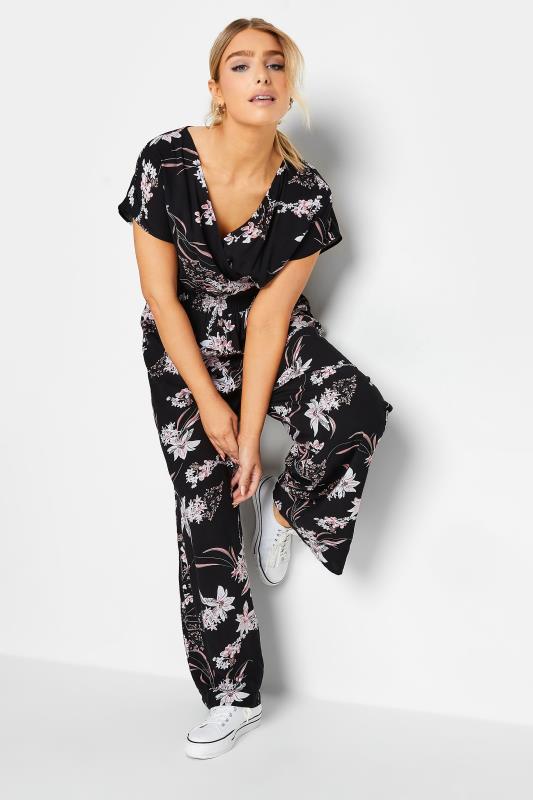 M&Co Black Floral Wrap Jumpsuit | M&Co 2