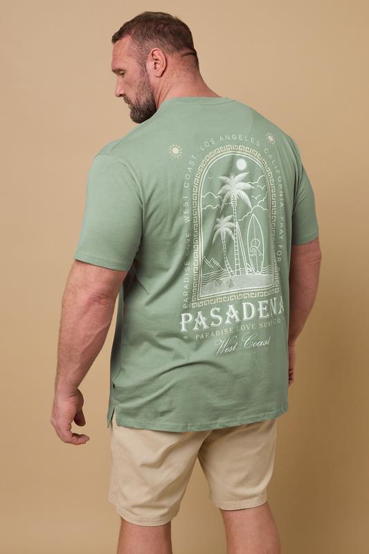KAM Big & Tall Sage Green 'Pasadena' Reverse T-Shirt | BadRhino 1