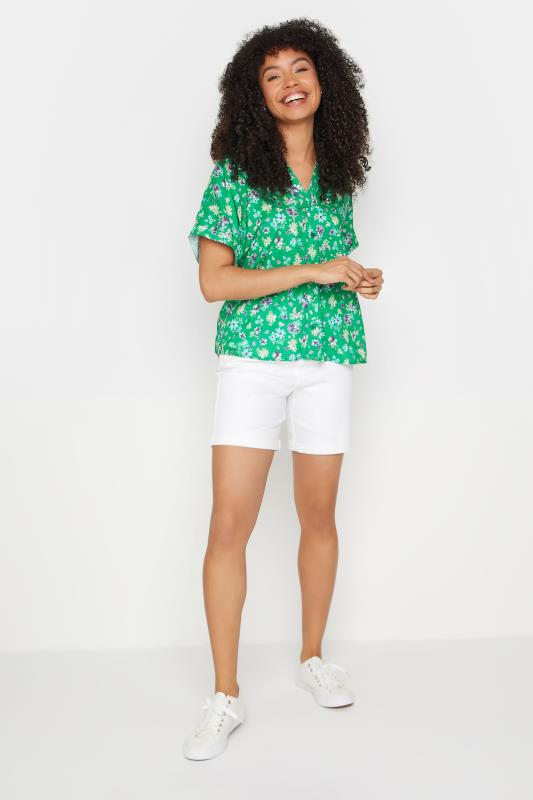 M&Co Green Floral Print Short Sleeve Shirt | M&Co  2