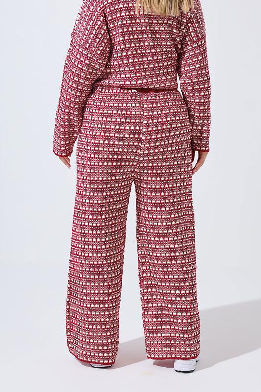 LIMITED COLLECTION Plus Size Red Boucle Wide Leg Trousers | Yours Clothing 2