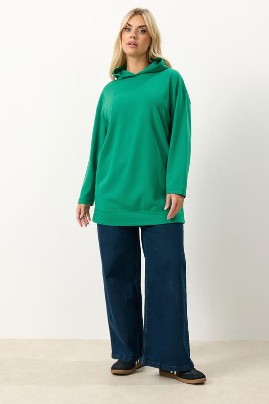 YOURS Plus Size Green Seam Detail Hoodie | Yours Clothing 1