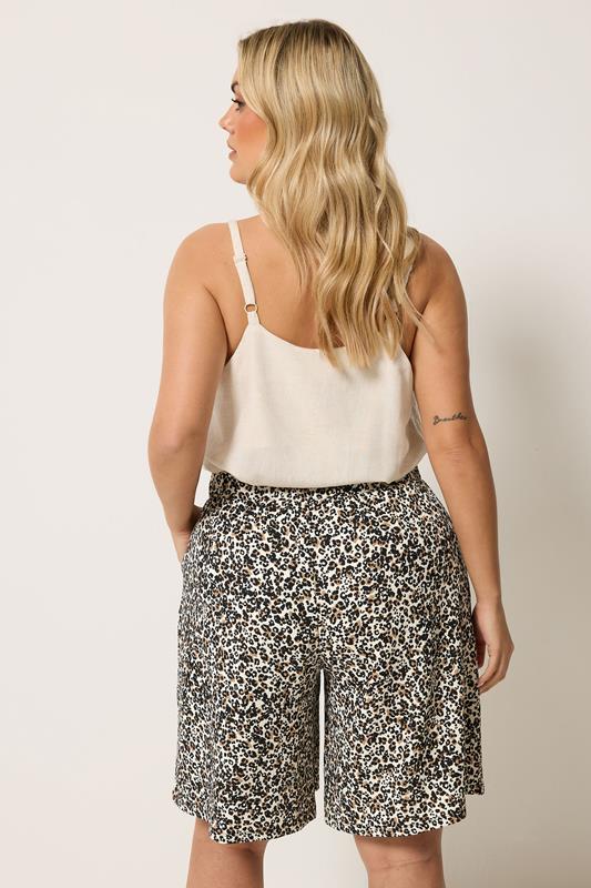 YOURS Plus Size Brown Leopard Textured Shorts | Yours Clothing 2
