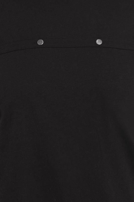 YOURS Plus Size Black Cotton Stud Detail T-Shirt | Yours Clothing 4