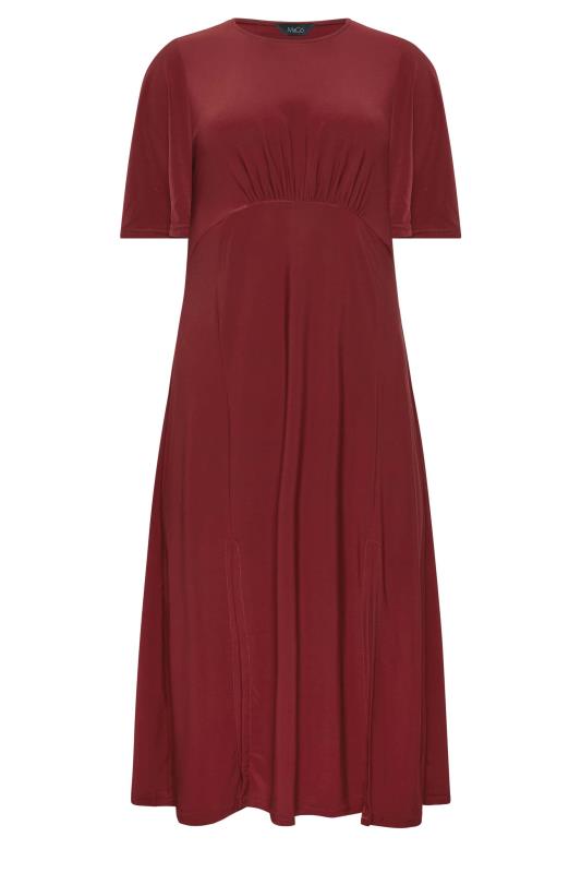 M&Co Burgundy Red Angel Sleeve Split Hem Midi Dress | M&Co 6