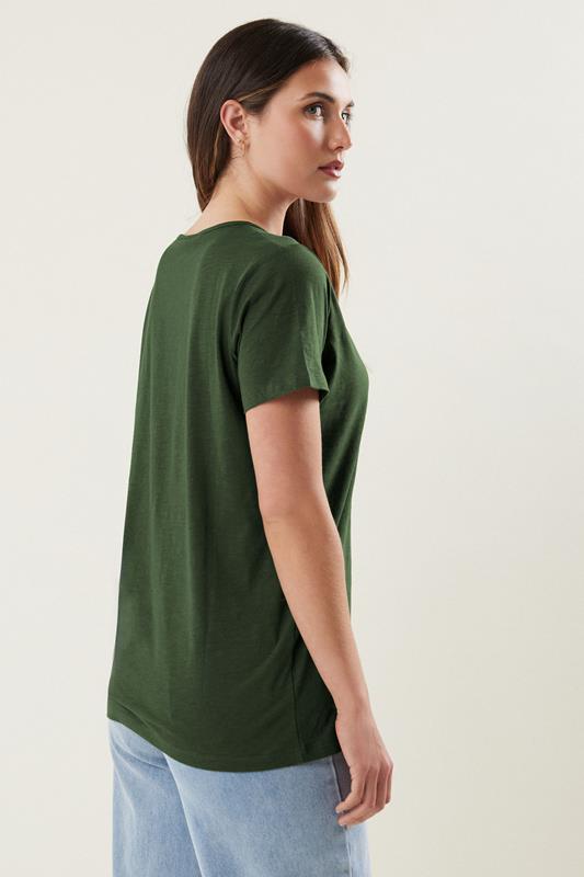 LTS Tall Khaki Green V-Neck Cotton T-Shirt | Long Tall Sally 2