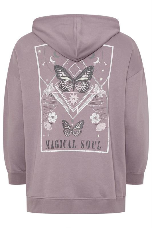 YOURS Plus Size Mauve Purple Celestial Hoodie | Yours Clothing 7