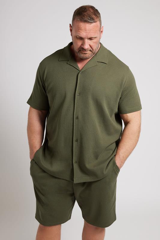BadRhino Big & Tall Khaki Green Textured Shorts | BadRhino 1