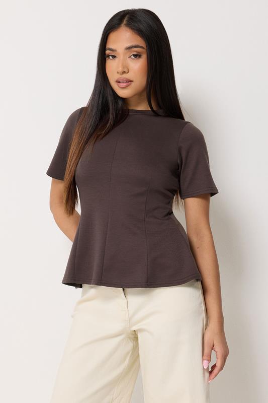  M&Co Petite Chocolate Brown Fitted Waist T Shirt