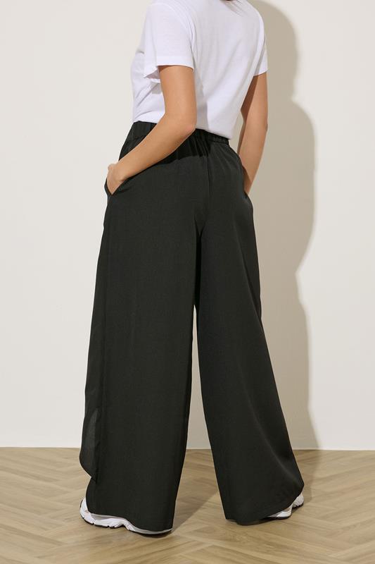 PixieGirl Petite Women's Black Wrap Wide Leg Trousers | PixieGirl 2