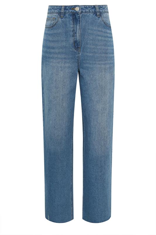 LTS Tall Women's Blue Cotton Raw Hem Wide Leg Jeans | Long Tall Sally 7