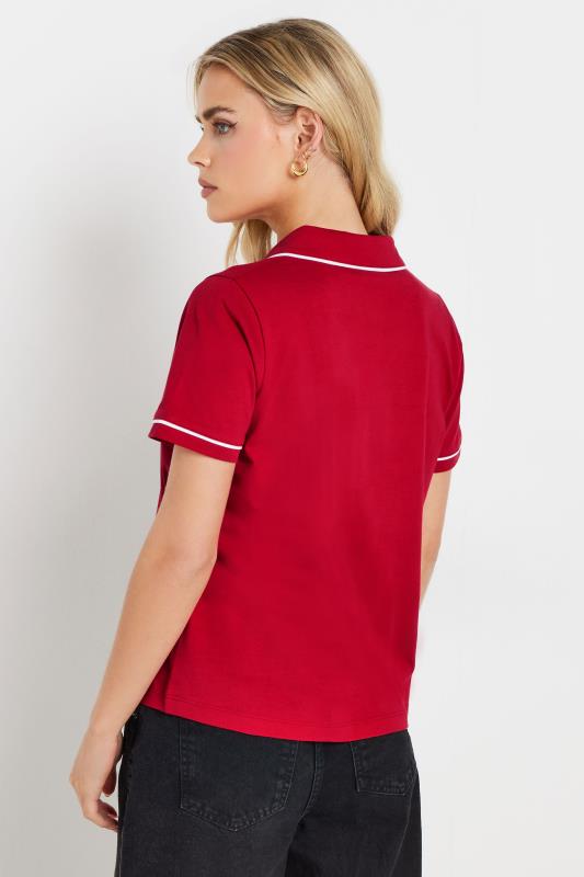 PixieGirl Petite Women's Red Contrast Trim Cotton Polo Shirt | PixieGirl 2