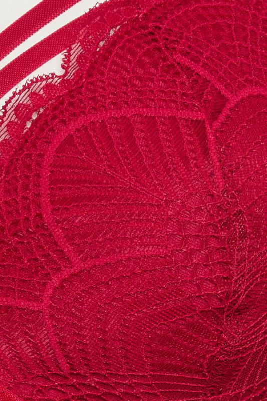 YOURS Plus Size Red Lace Underwired Bra | Yours Clothing 2