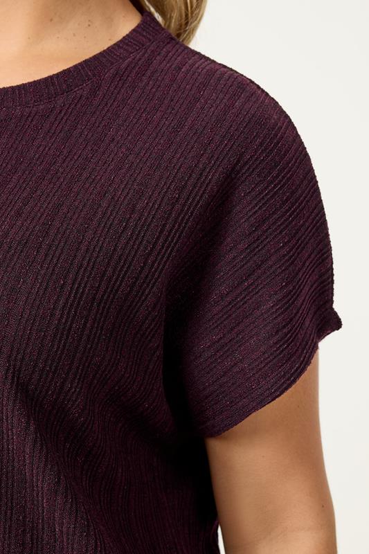 YOURS Plus Size Dark Purple Knitted T-Shirt | Yours Clothing 4