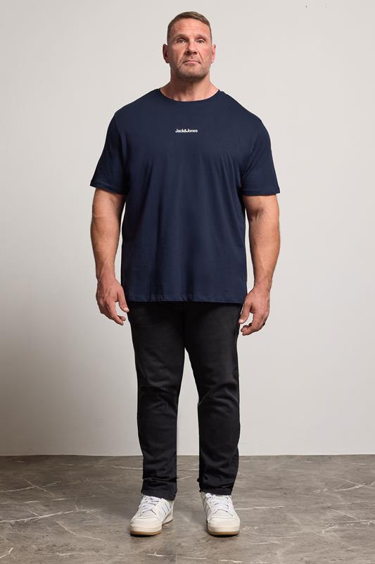 JACK & JONES Big & Tall Navy Blue Crew Neck Graphic T-Shirt | BadRhino 1