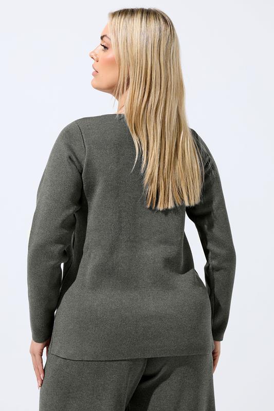LIMITED COLLECTION Plus Size Grey Long Sleeve Knitted Top | Yours Clothing 4