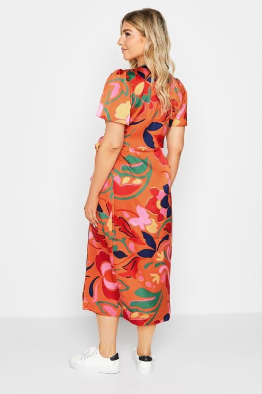 M&Co Orange Floral Print Wrap Dress | M&Co 3
