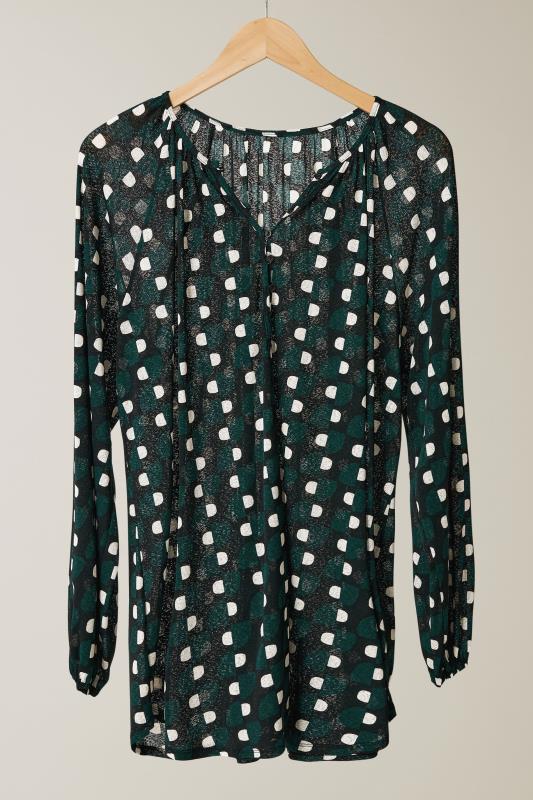 EVANS Plus Size Green Geometric Print Blouse | Evans 5