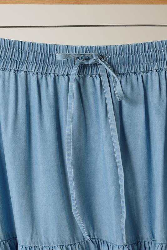 EVANS Plus Size Light Blue Lyocell Denim Tiered Skirt | Evans 7