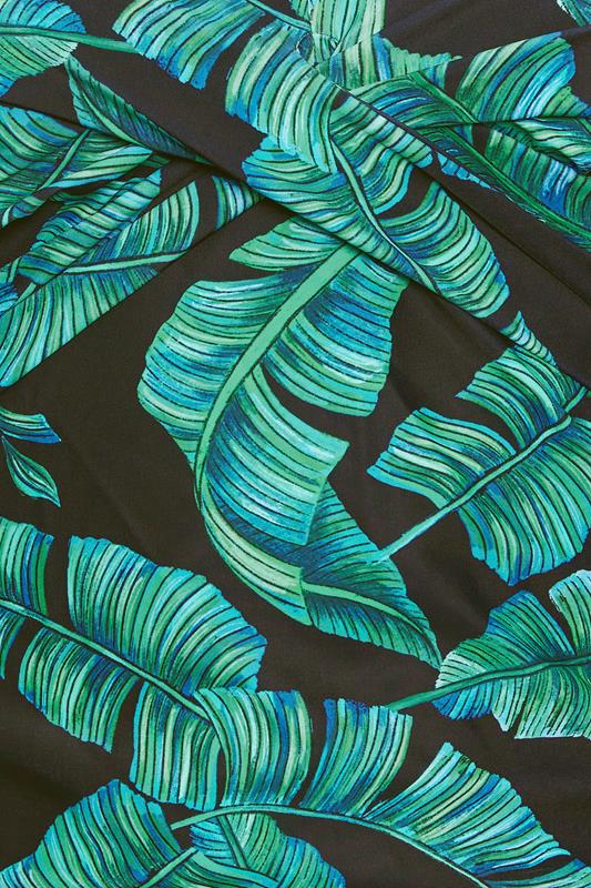 BUMP IT UP MATERNITY Plus Size Black Palm Leaf Swimsuit | Yours Clothing 6